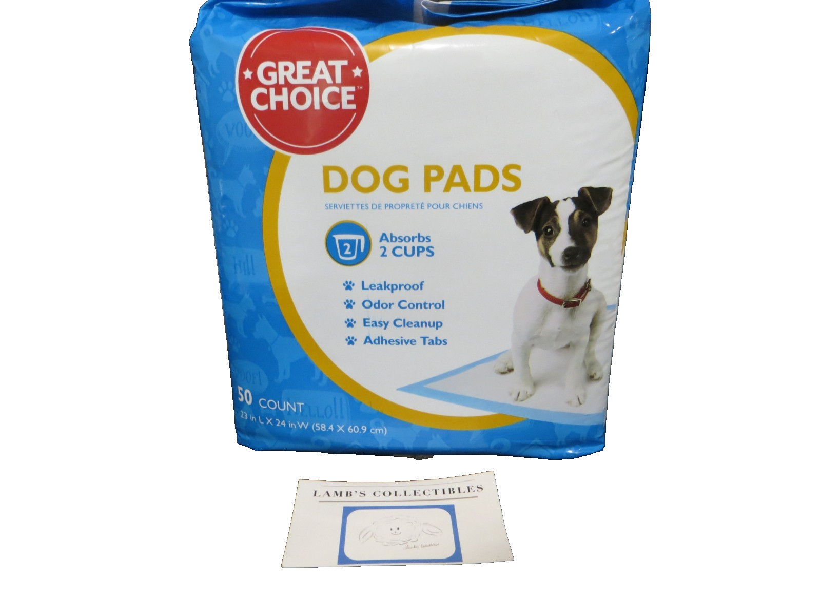 Great Choice Dog Pads – 50 Count puppy training 23″ L x 24″ W W/Adhesive Tabs