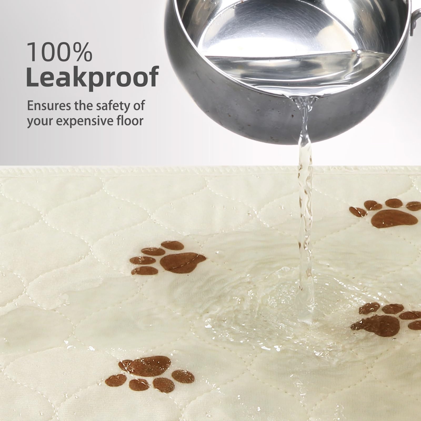 PUPTECK Washable Pee Pads for Dogs Dog Training Pads 2 Pack Beige 36×72 in