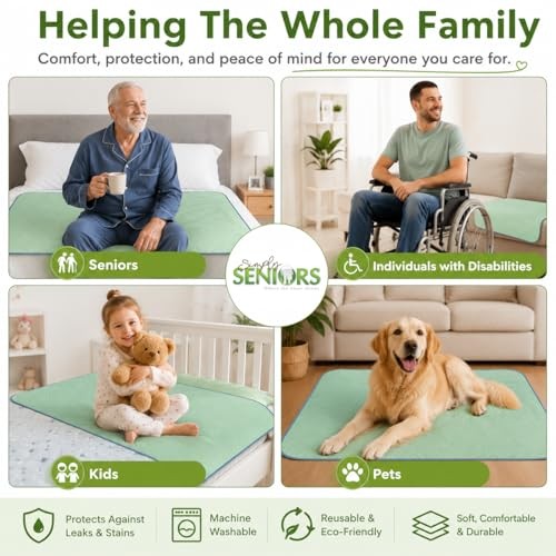 4 Pack Washable Waterproof Bed Pads 34″x36″ Incontinence Pee Pads for Adults & D