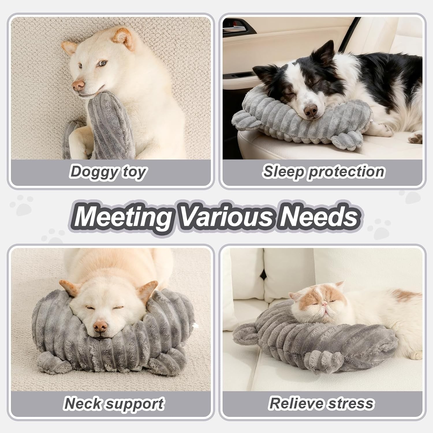 Jiupety Dog Calming Pillow, Soft and Neck-Friendly, Washable Pet Neck Pillows fo