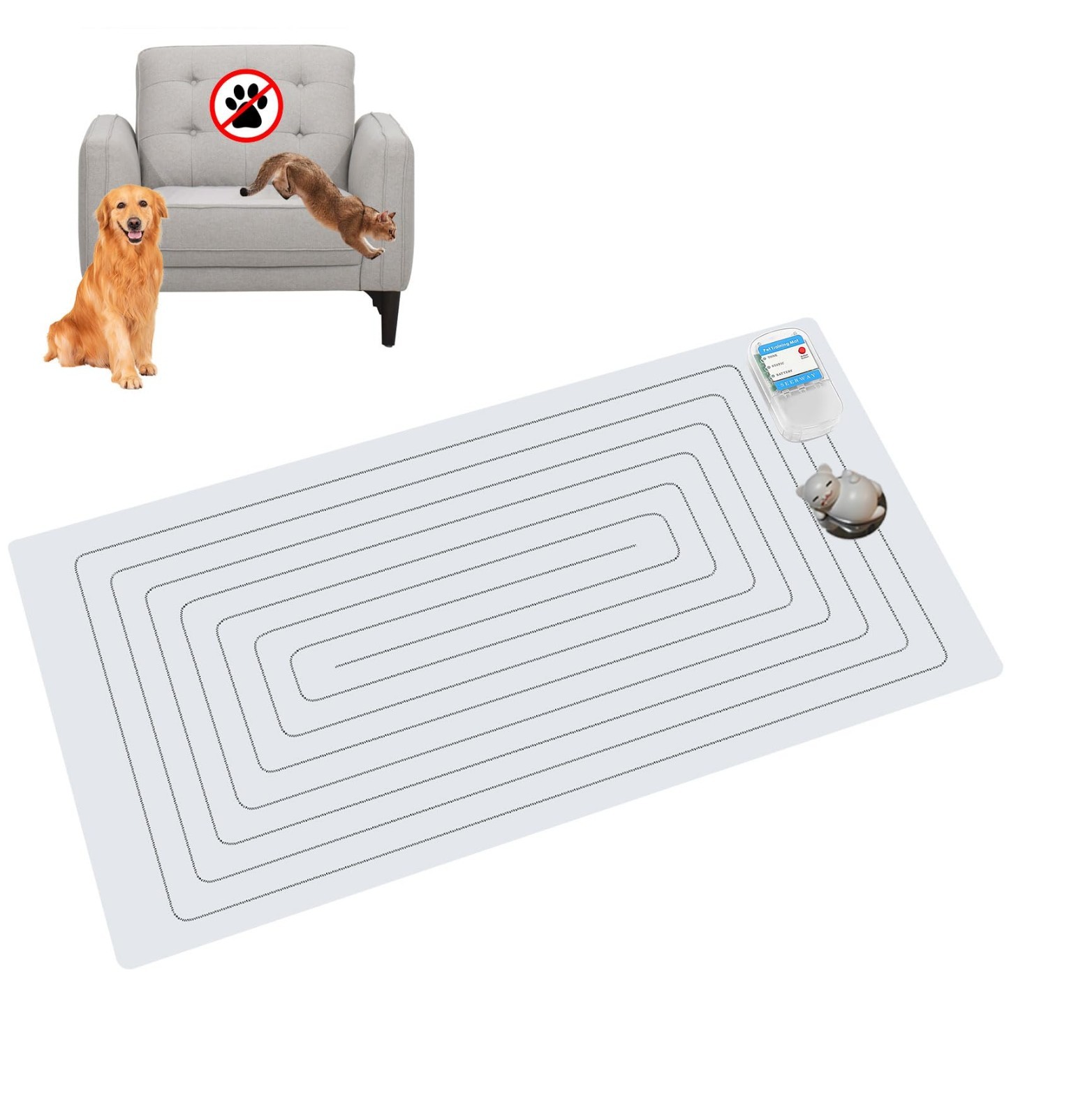 Electronic Pet Training Mat – Scat Mat for Dogs & Cats, 3 Modes, Battery Operate