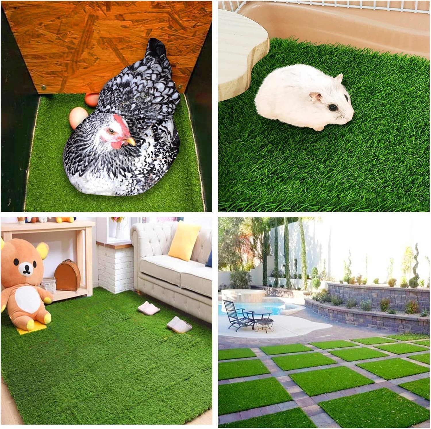 8 Pack Chicken Nesting Box Pads – Washable Artificial Grass Nesting Pads – Ch…