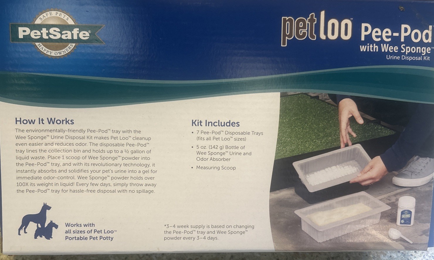 Pet safe Petloo Pe-Pod With Wee Sponge Urine Disposal Kit 7 Trays New