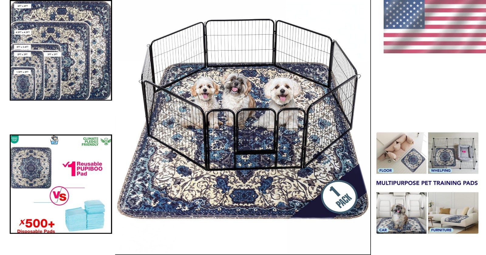 Reusable Washable Pee Pads for Dogs & Cats – Blue Medallion