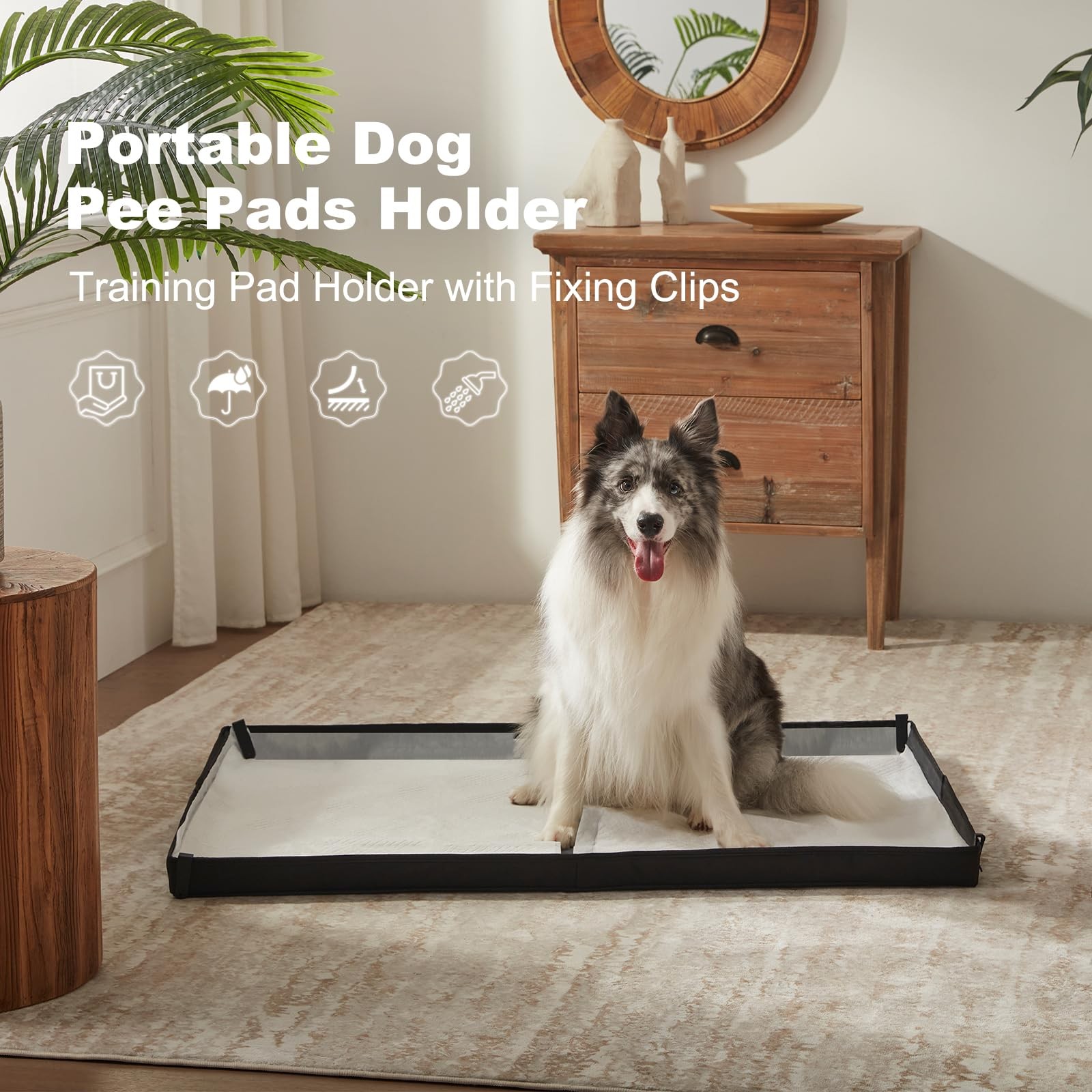 Large Portable Dog Pee Pads Foldable Liner Base 33”x23” Training Pad Holder…