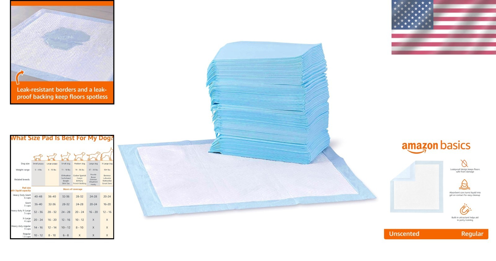 5-Layer Leakproof Puppy Pads – 100 Count Training Pads, Blue & White