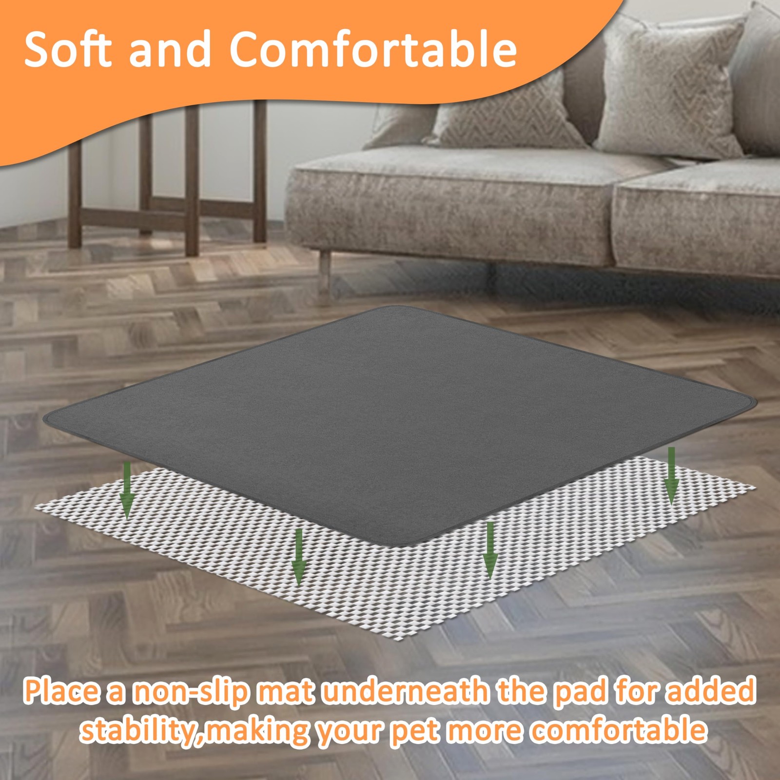 3 PCS Washable Pee Pads Dogs NonSlip Fast Absorbent Waterproof 36×48 In