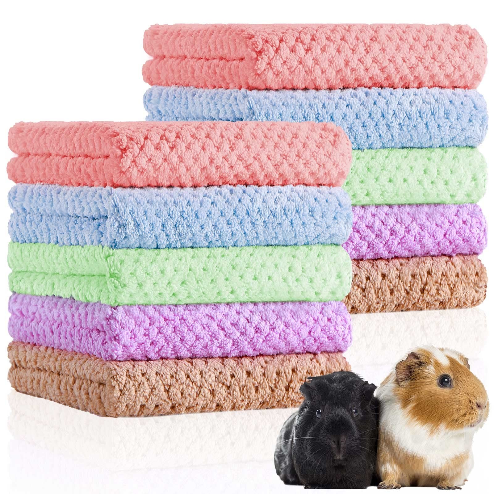 Reginary 10 Pcs Guinea Pigs Blankets Hamster Fleece 12 x 12 Inch, Colorful