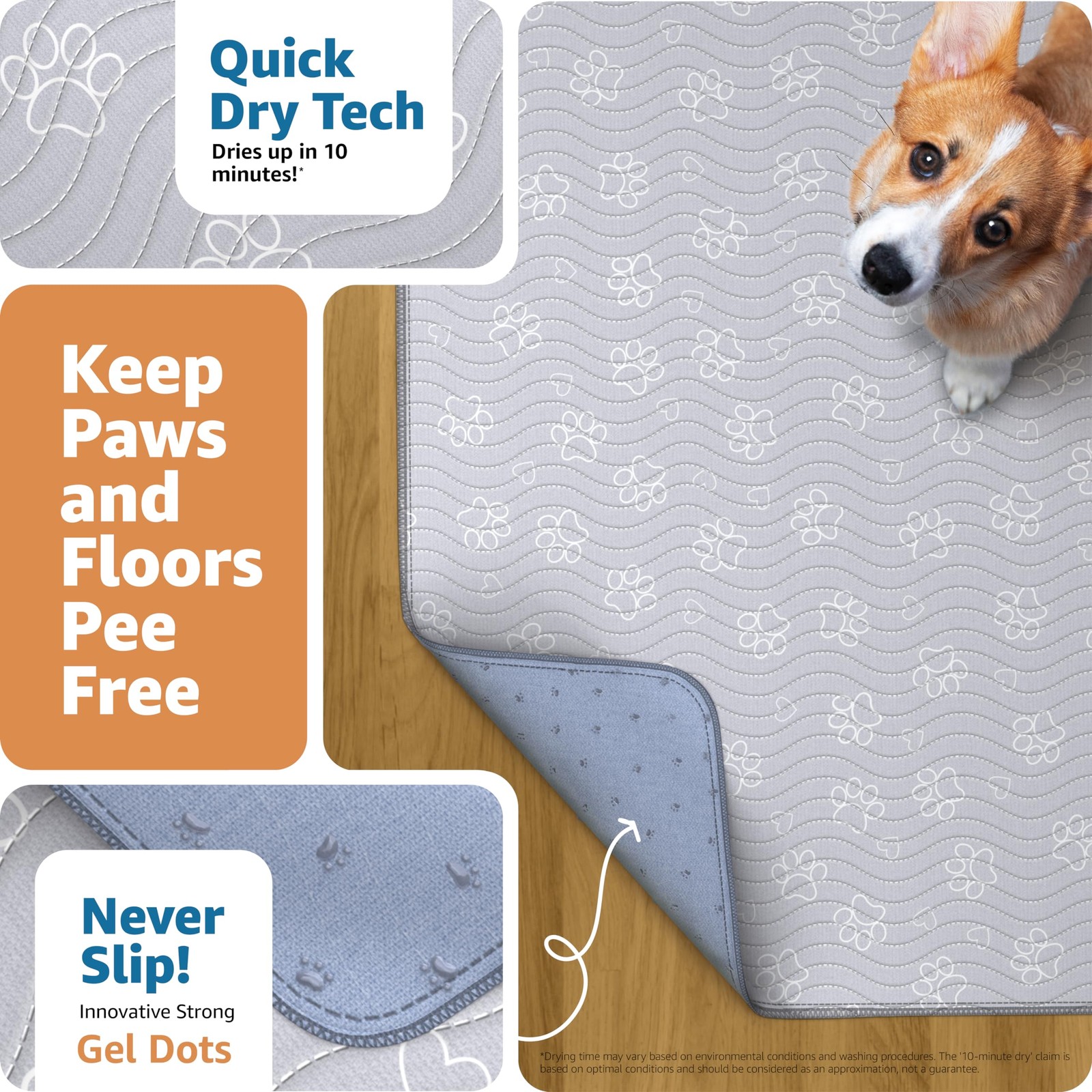 IMPROVIA® Extra-Large Large 65”x48” Waterproof Dog Mat, Paws & Hearts