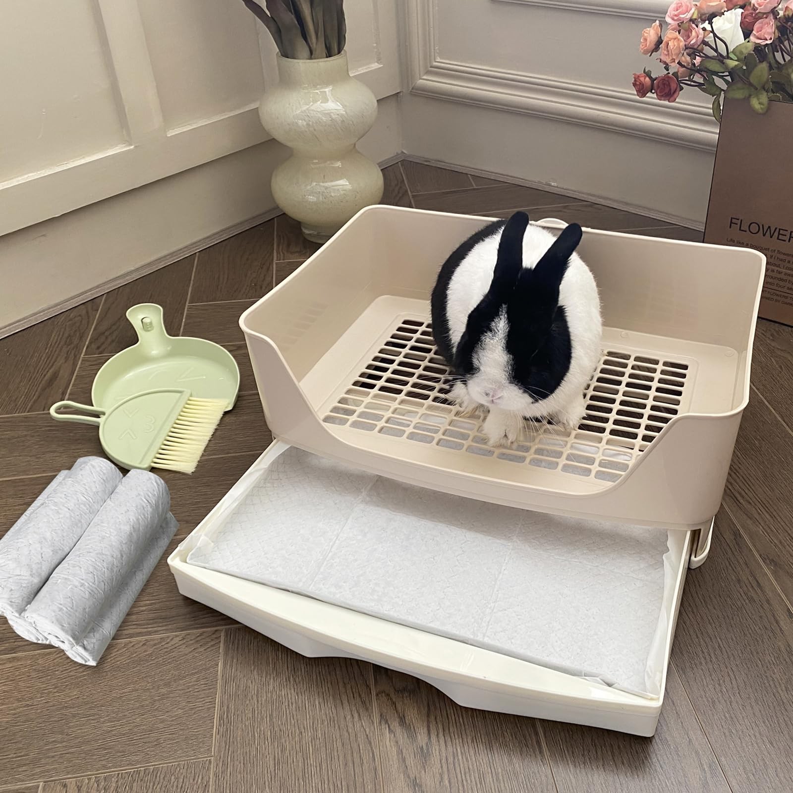 Yuoaes Large Rabbit Litter Box Bunny Potty Training Corner XX-Large, White