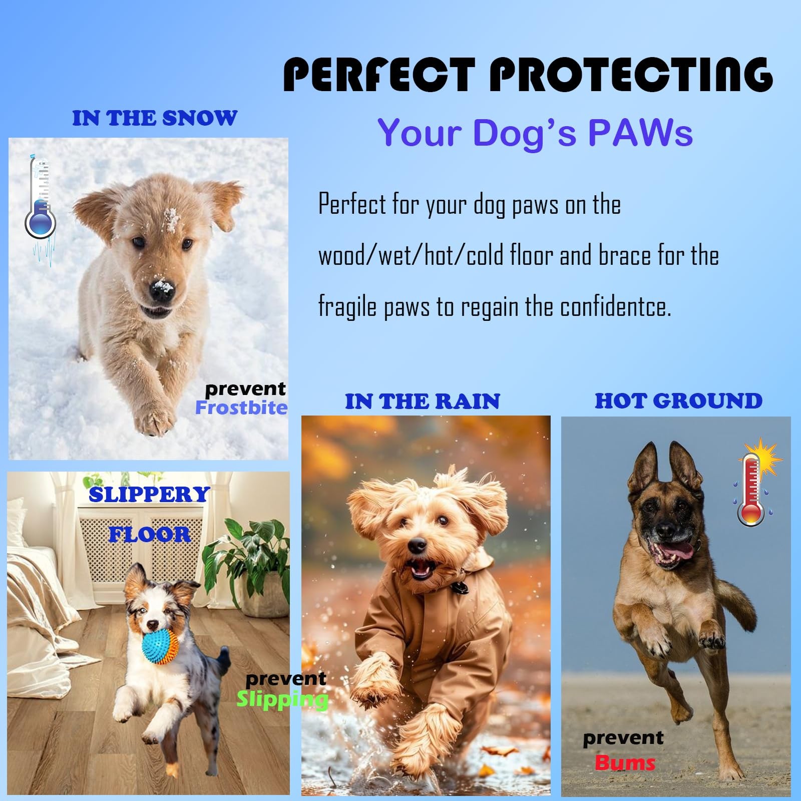 BelleVuee Dog Paw Protector XXL Anti Slip Pads Hardwood Floors