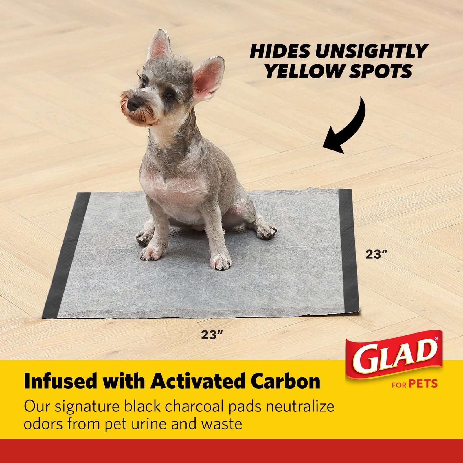 Glad Charcoal Dog Training Pads 23×23 100ct Leak-Resistant