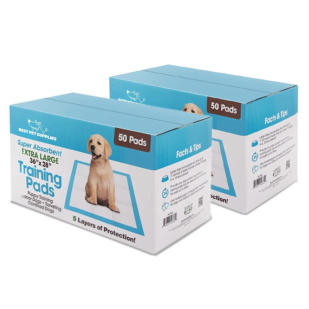 Best Pet Supplies XL (36 x 28 Inches) Puppy Pads 100 Count – Super Absorbent Dog
