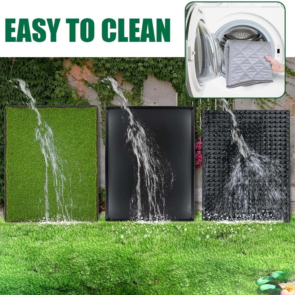 Reusable Pet Grass Potty w/ 2-Pack Replaceable Artificial Grass Quick Absorbe…
