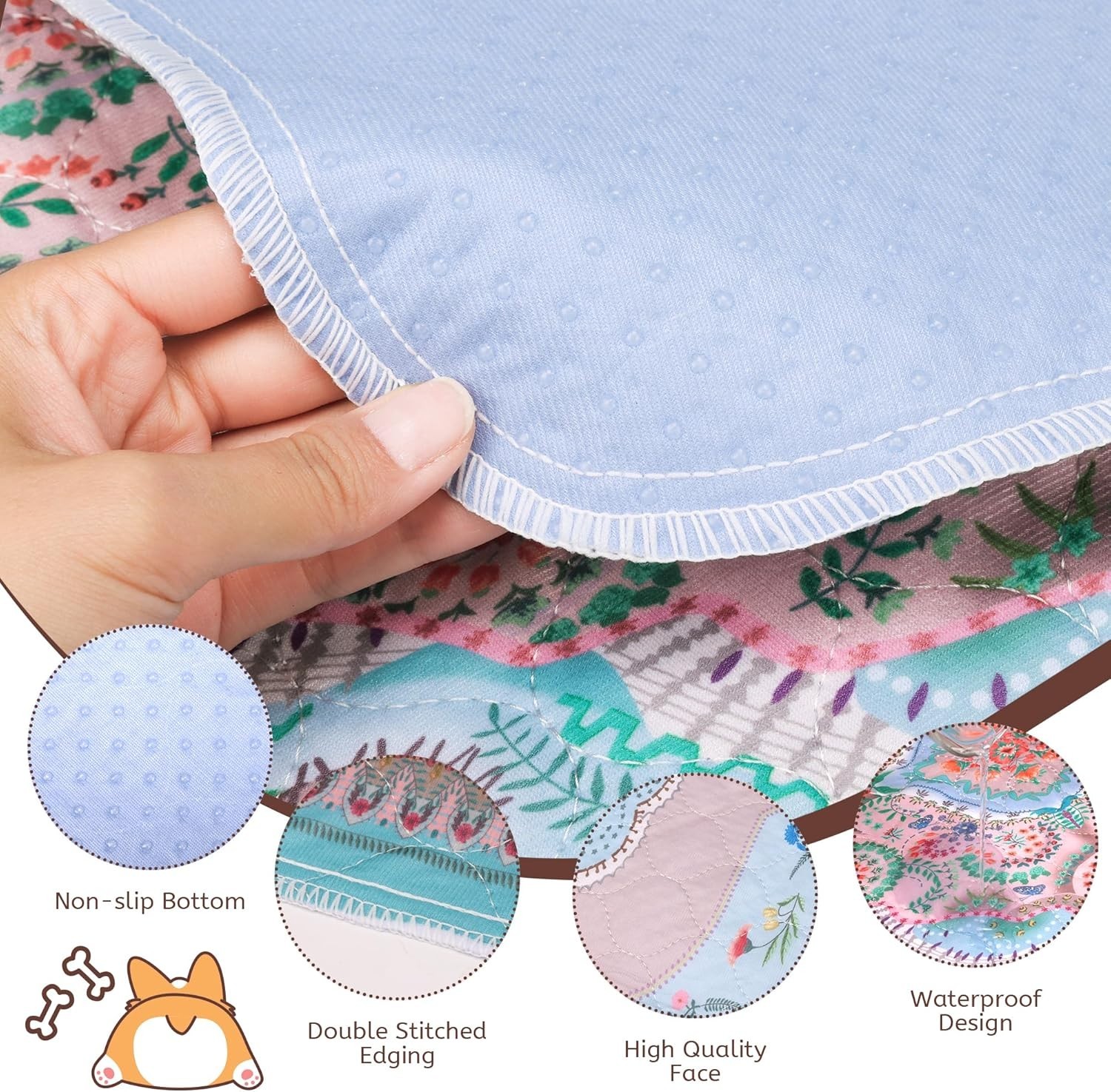 Washable Puppy Pee Pads for Dogs with Pheromones (Bohem 24″ X24″ 2 Pack), Traini