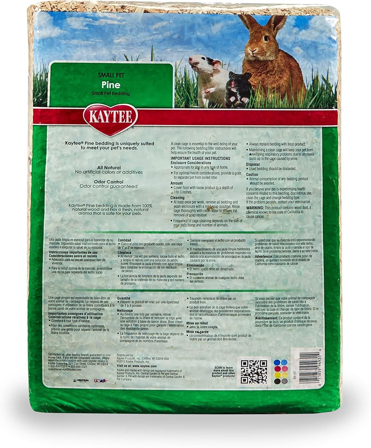 Kaytee Small Animal Pine Bedding For Pet Guinea Pigs, 52.4 Liter, Tan