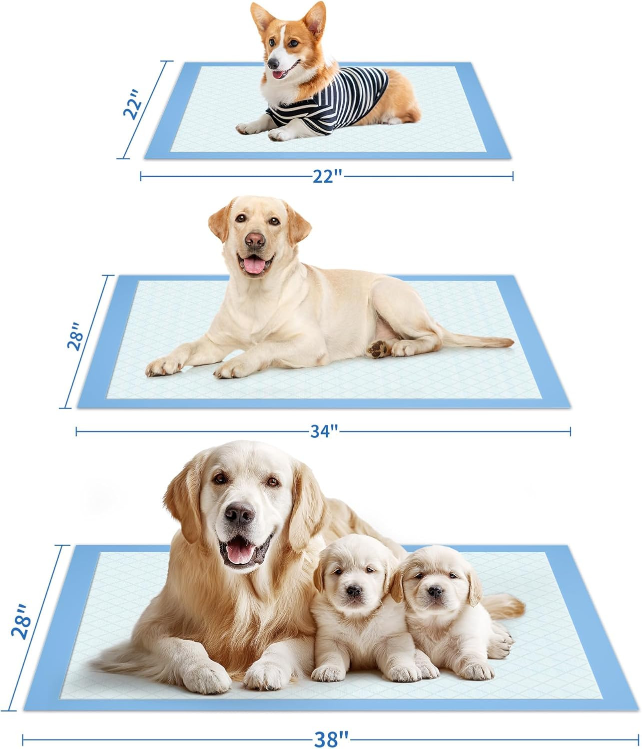 75-Pack Xx-Large Puppy Pads – 38″ X 28″ Pee Pads for Dogs Potty Training with Le