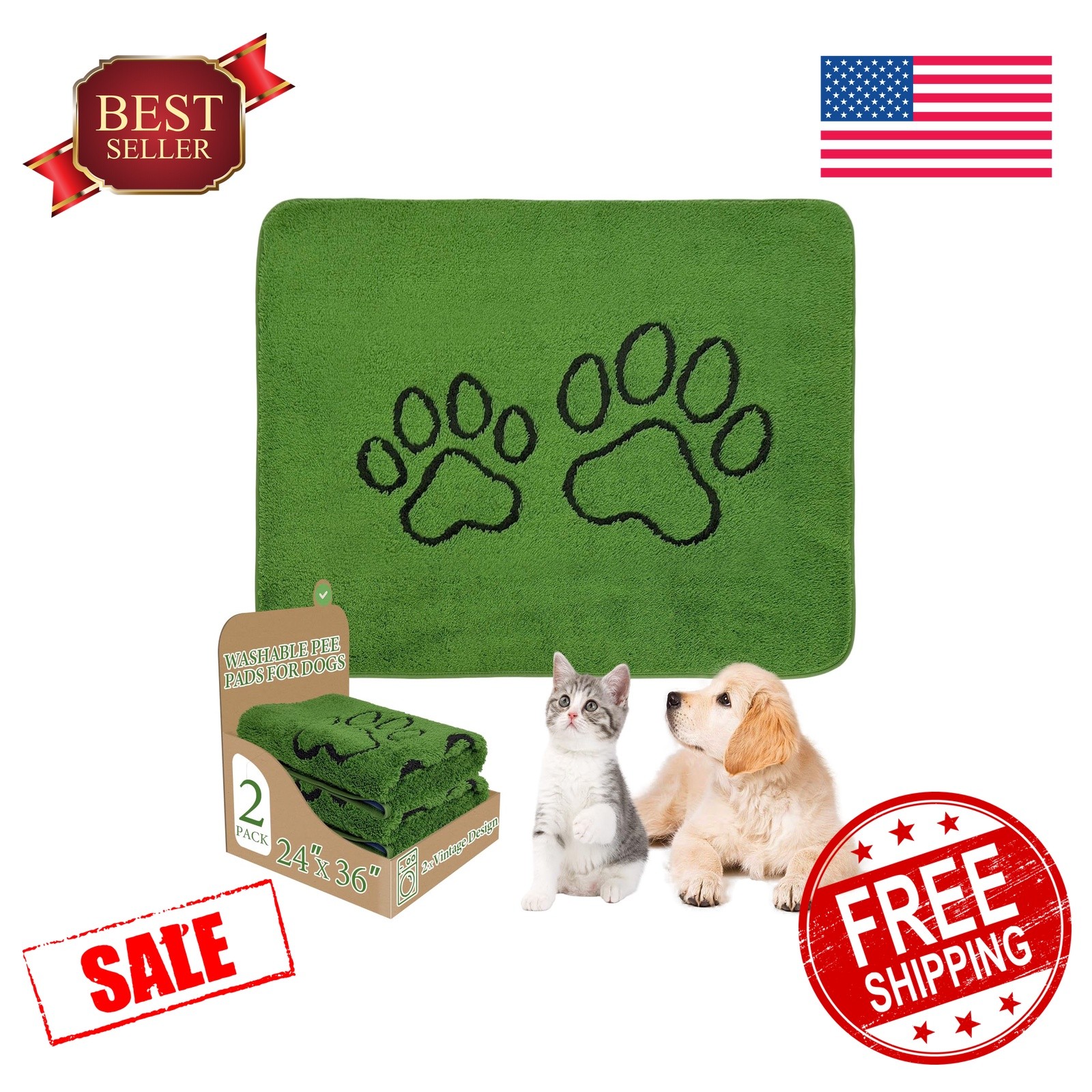 Homimp Pee Pads Green 24″x36″ 2pk