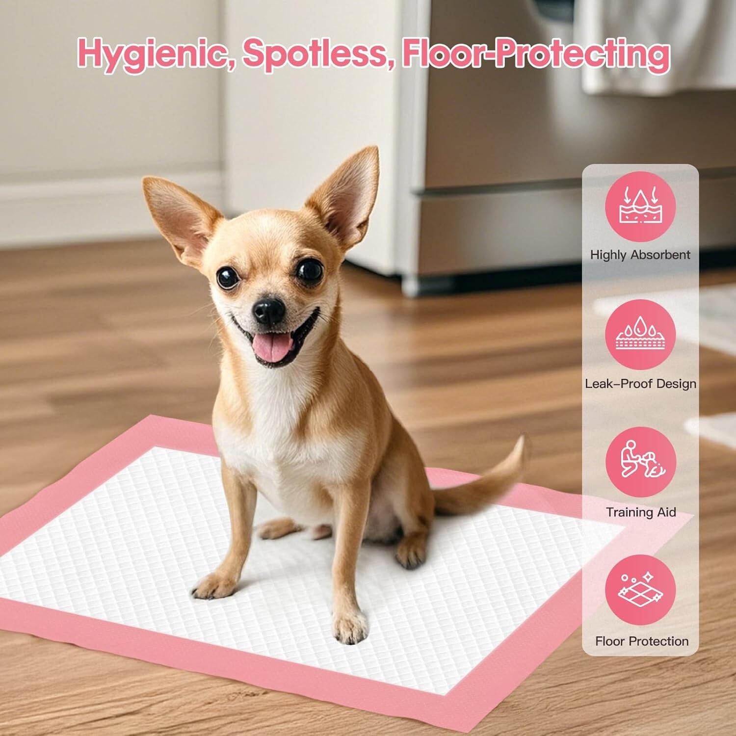 100 Pet Pads for Dogs Ultra-Absorbent Puppy Training Underpad Scented Pink Small