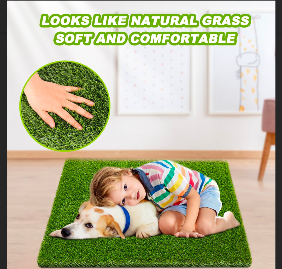 2 Pack 26″x30″ Dog Grass Pee Pads, Reusable Artificial Grass Turf Rug for Pup