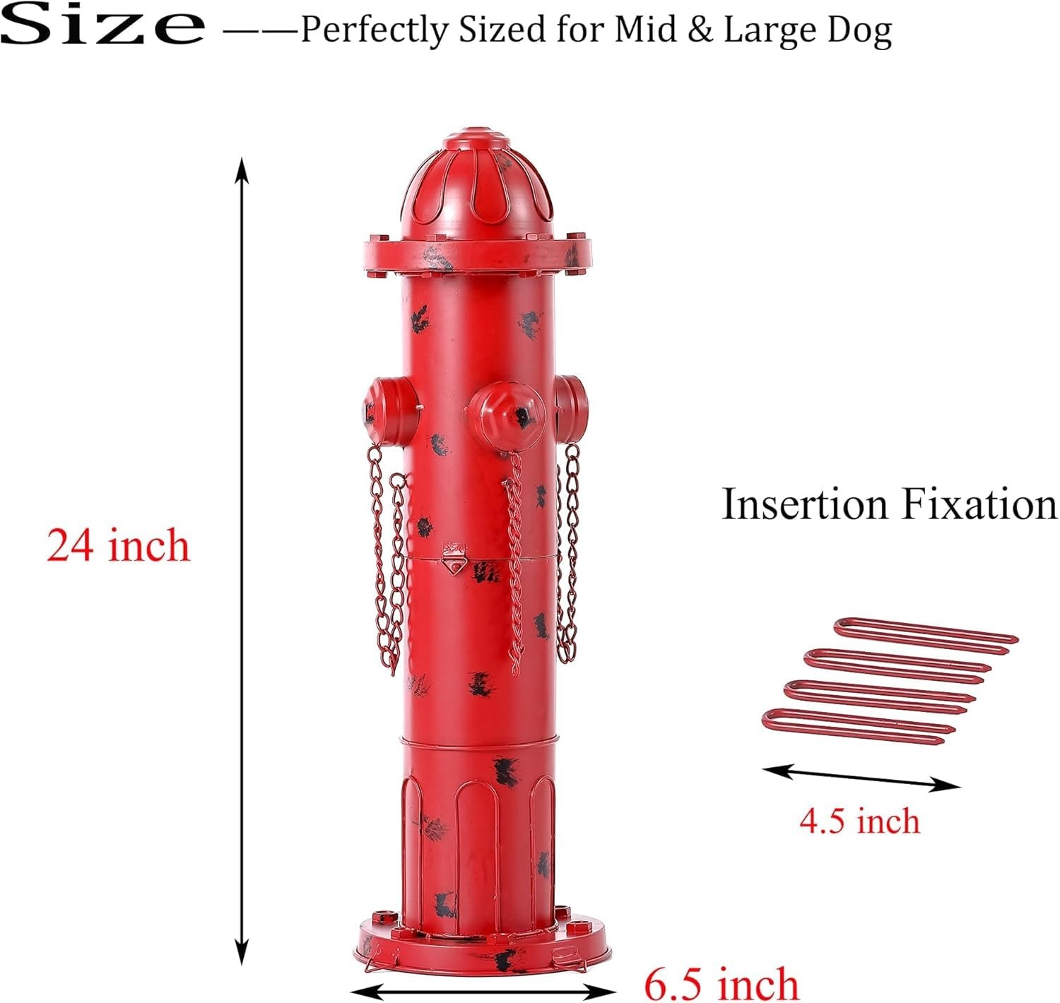 24″ H Metal Fire Hydrant for Dogs to Pee On, Vintage M & L Fire Hydrant Post