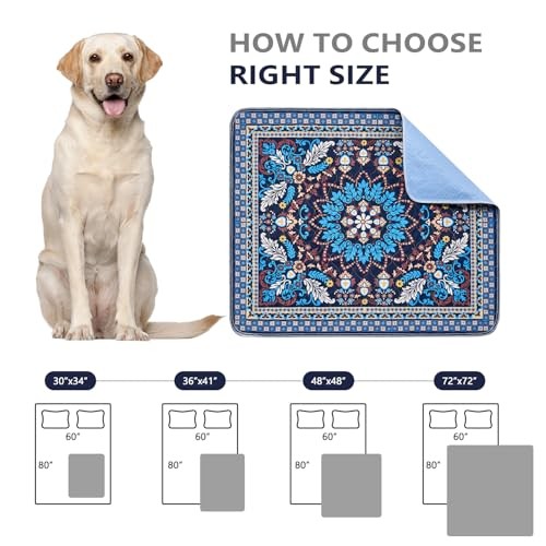 2pk Washable Pee Pads 18″x24″ Reusable Dog Training Mats Leakproof Blue Medallio