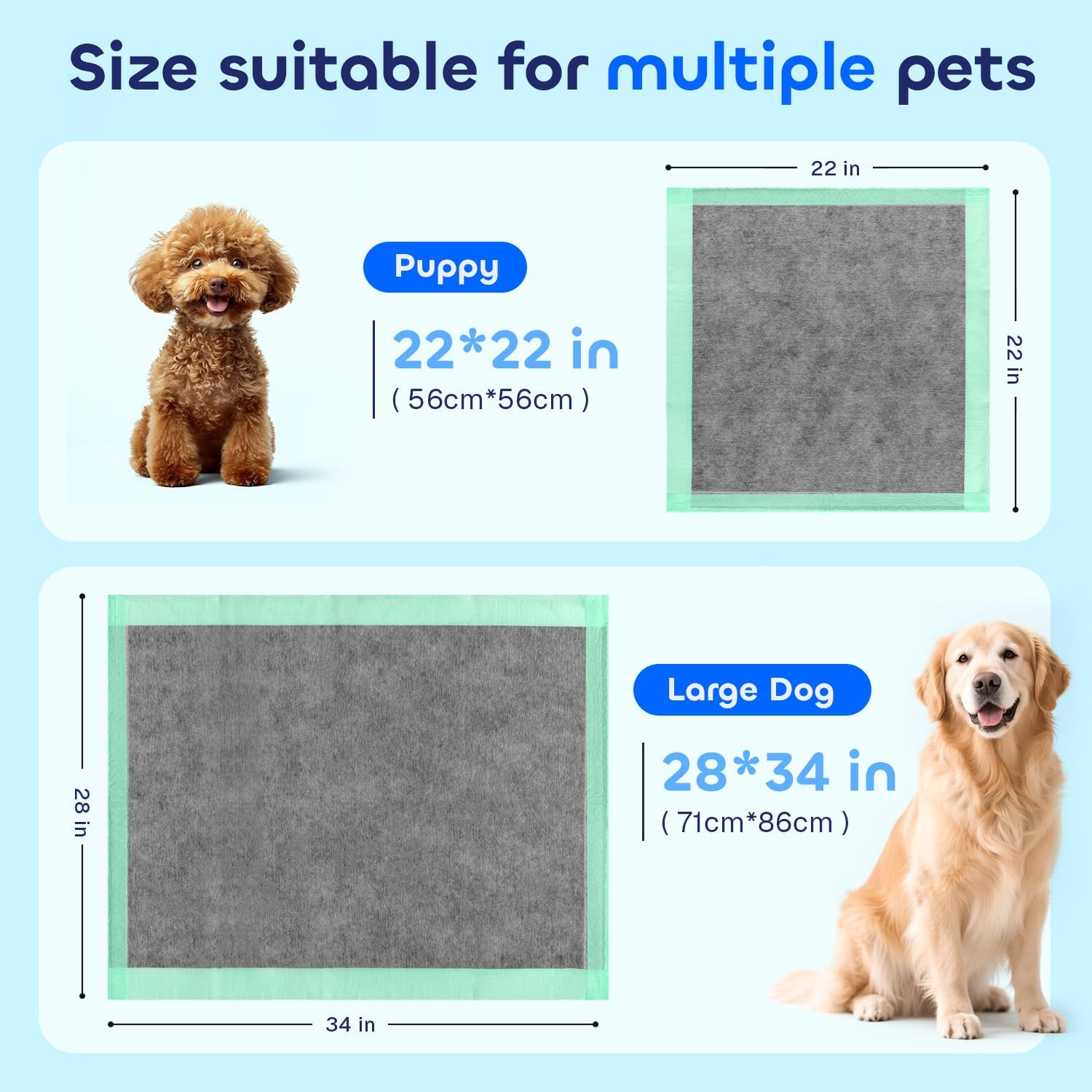 Charcoal Dog Pee Pads XXL, 30 Count,28″ x 34″ Extra Large Disposable Puppy Tr…