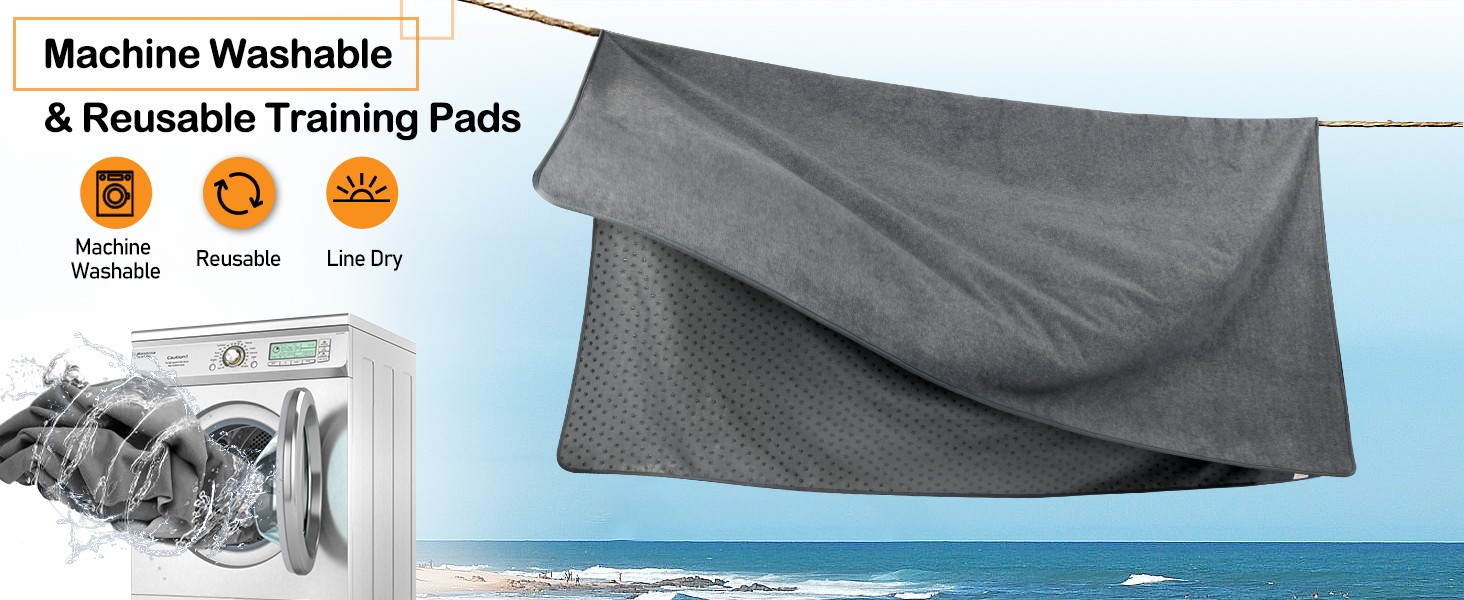 2-PK Extra Large Reusable Dog Mats – Non-Slip Washable Floor Pads 72″x72″ (GRAY)