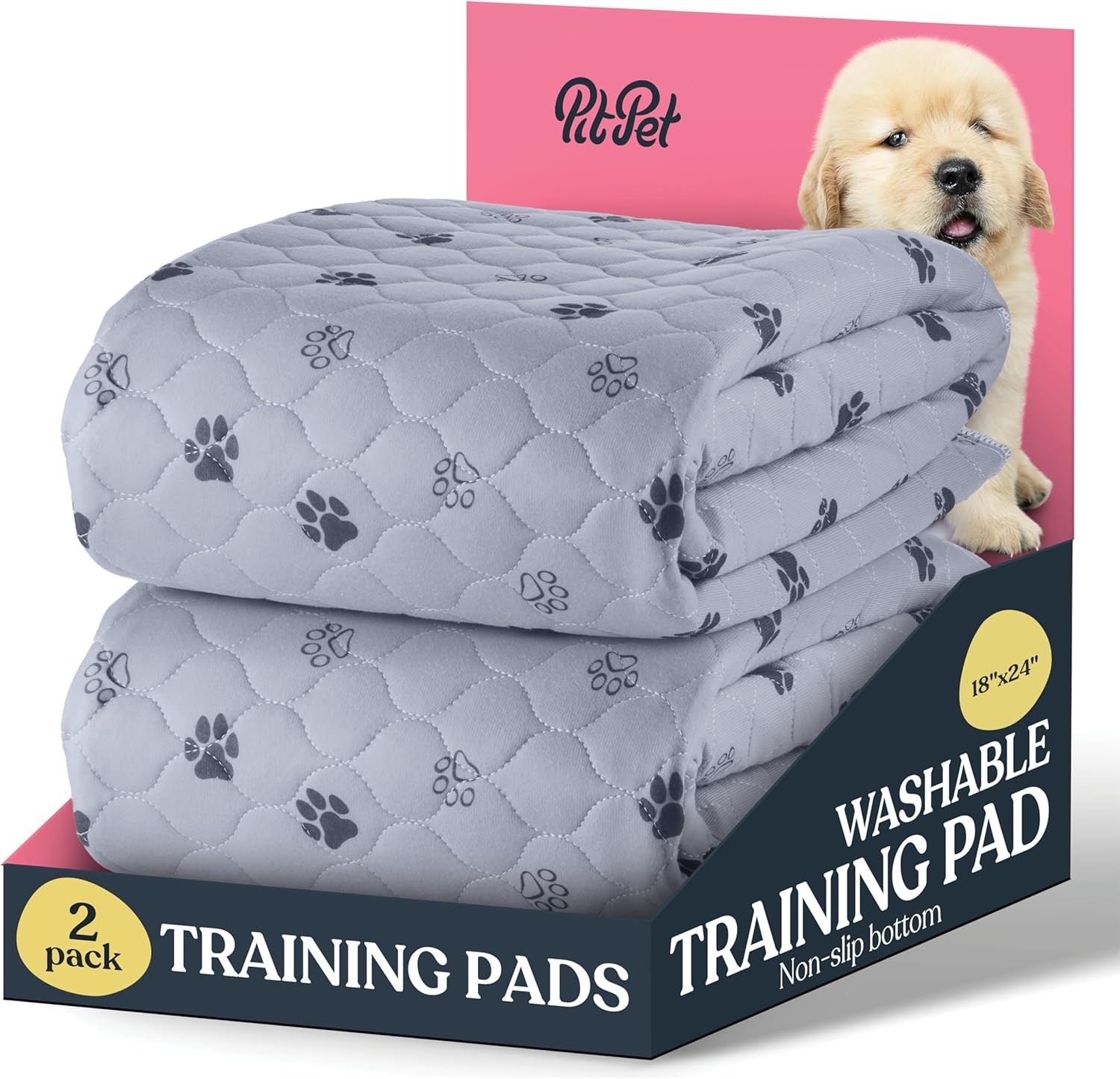 Washable Dog Pee Pads 2 Pack Non Slip Waterproof Pet Training Pads