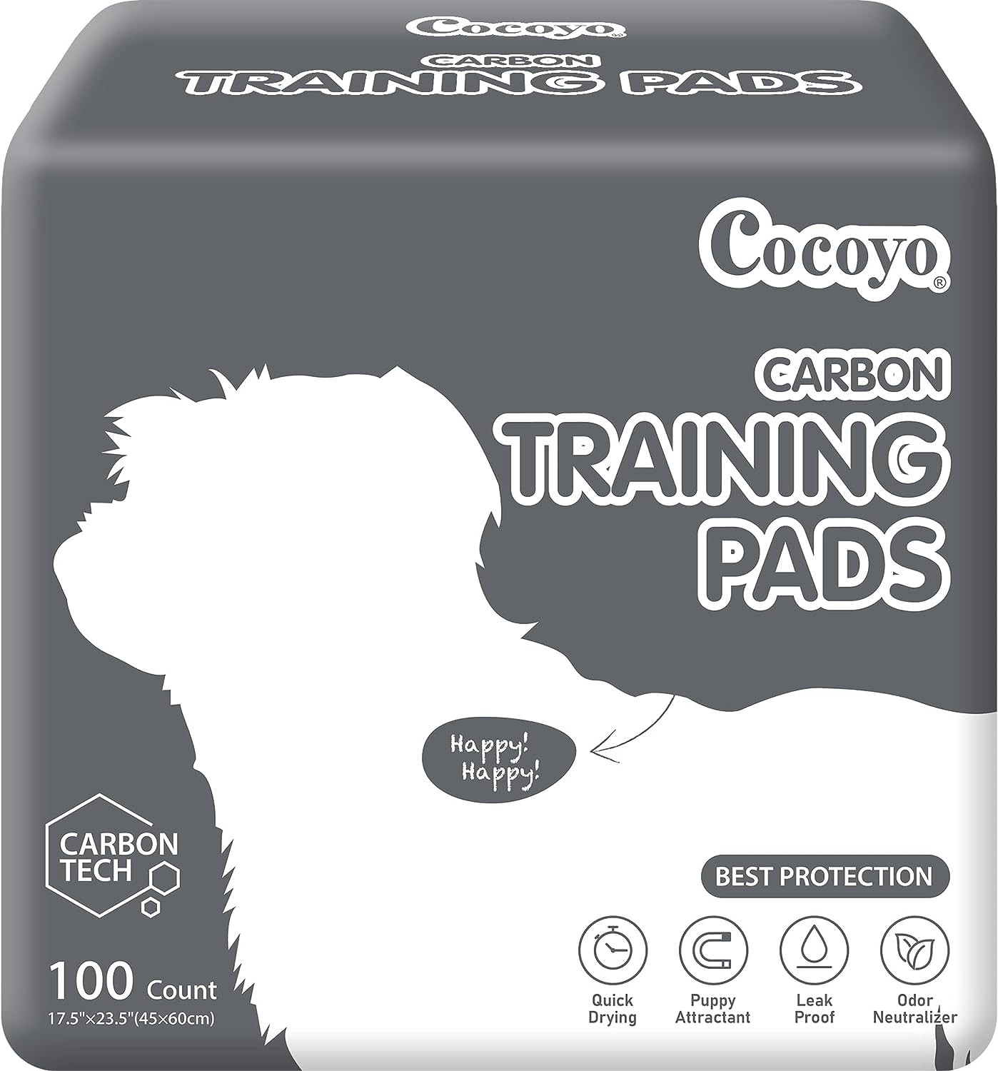 COCOYO Dog Training Pads丨Carbon Absorb 17.5″ x 23.5″ Charcoal, Black