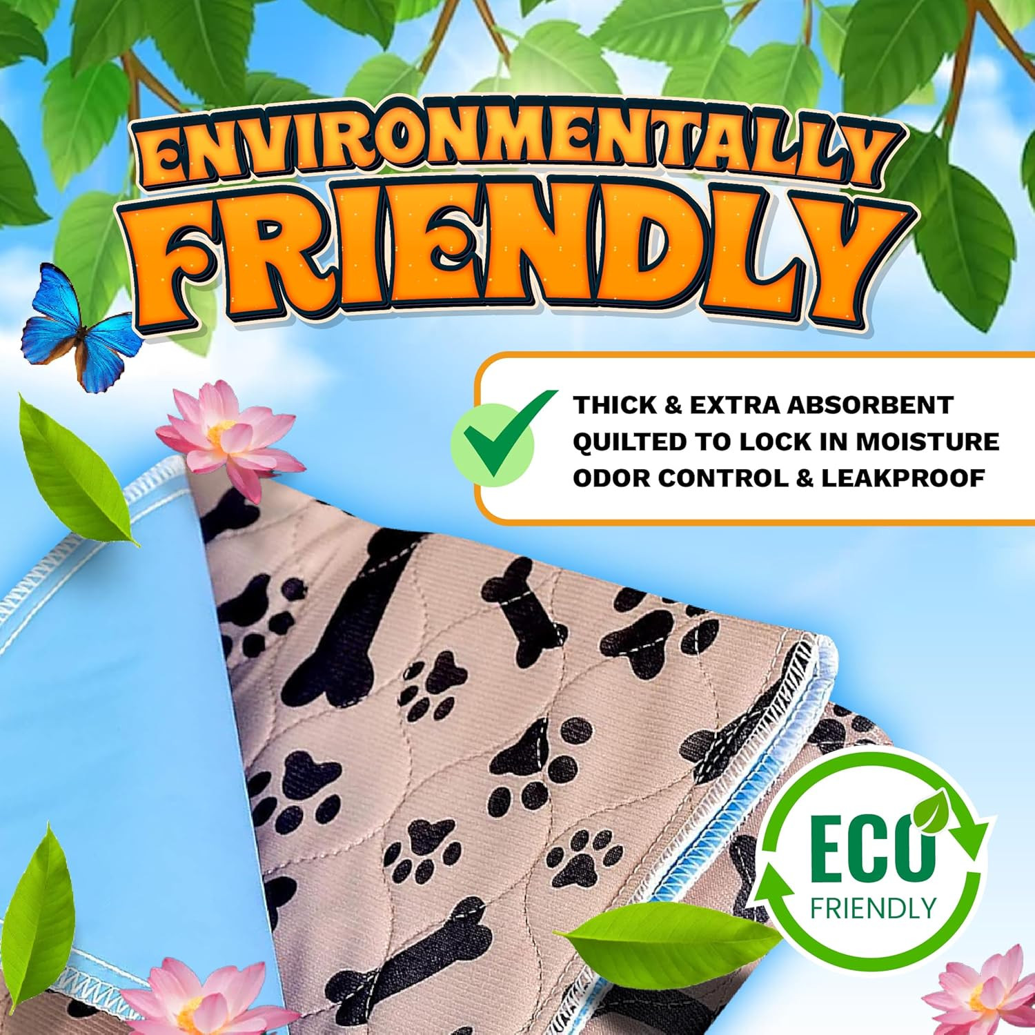 Super Absorbent Washable Pee Pads for Dogs Large 35 X 31 (2-Pack) Puppy Pads Pet
