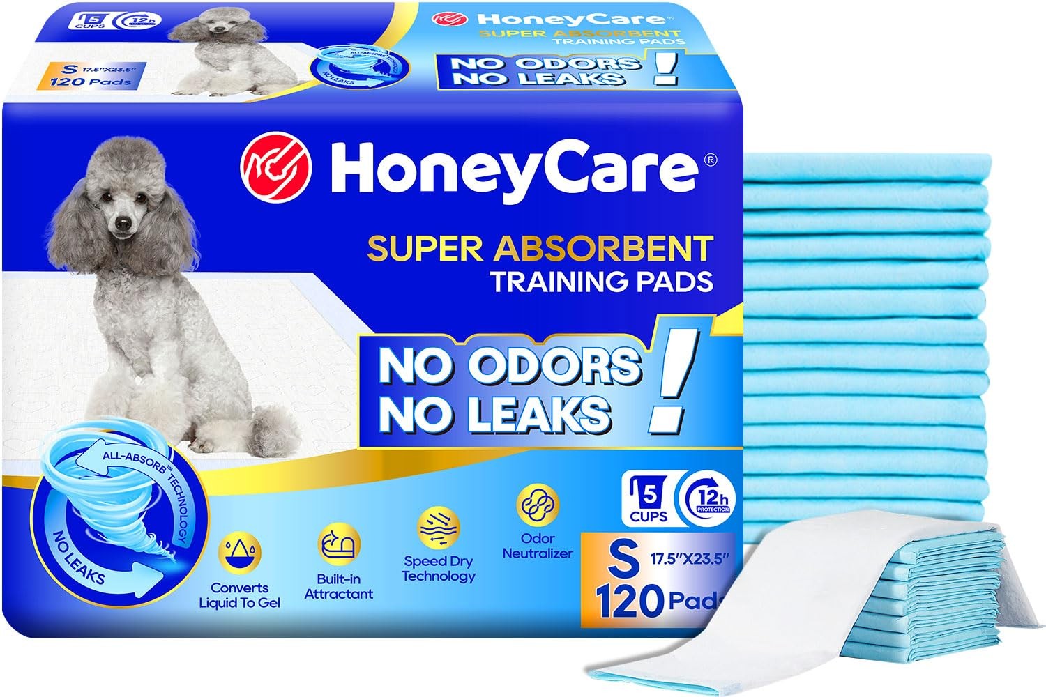 Honey Care Small 17.5 X 23.5 120 Count Dog and Puppy Training Pads Ultra