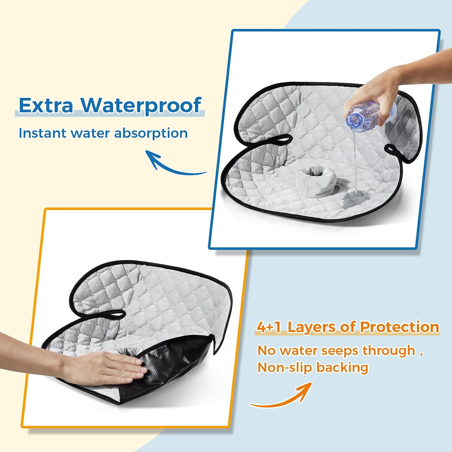 2 Pack Waterproof Piddle Pads, Potty Training Car Seat Protector & Reusable Line
