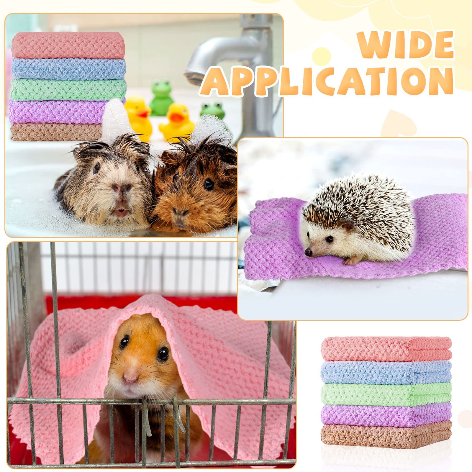 Reginary 10 Pcs Guinea Pigs Blankets Hamster Fleece 12 x 12 Inch, Colorful