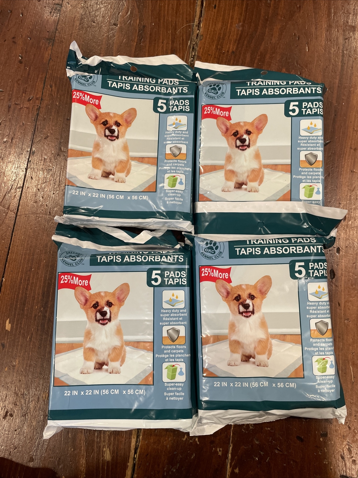 Greenbrier Kennel Club Training Pads. 22inX22in 5pads/pack Lot Of 4. 20 Pads