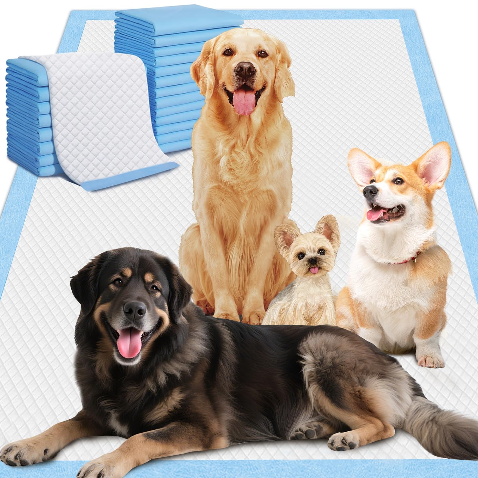 Gimars XXXL Extra Thick 130g Dog Pee Pads 37″x54″ – 30 Count, 6Layer LeakProo…