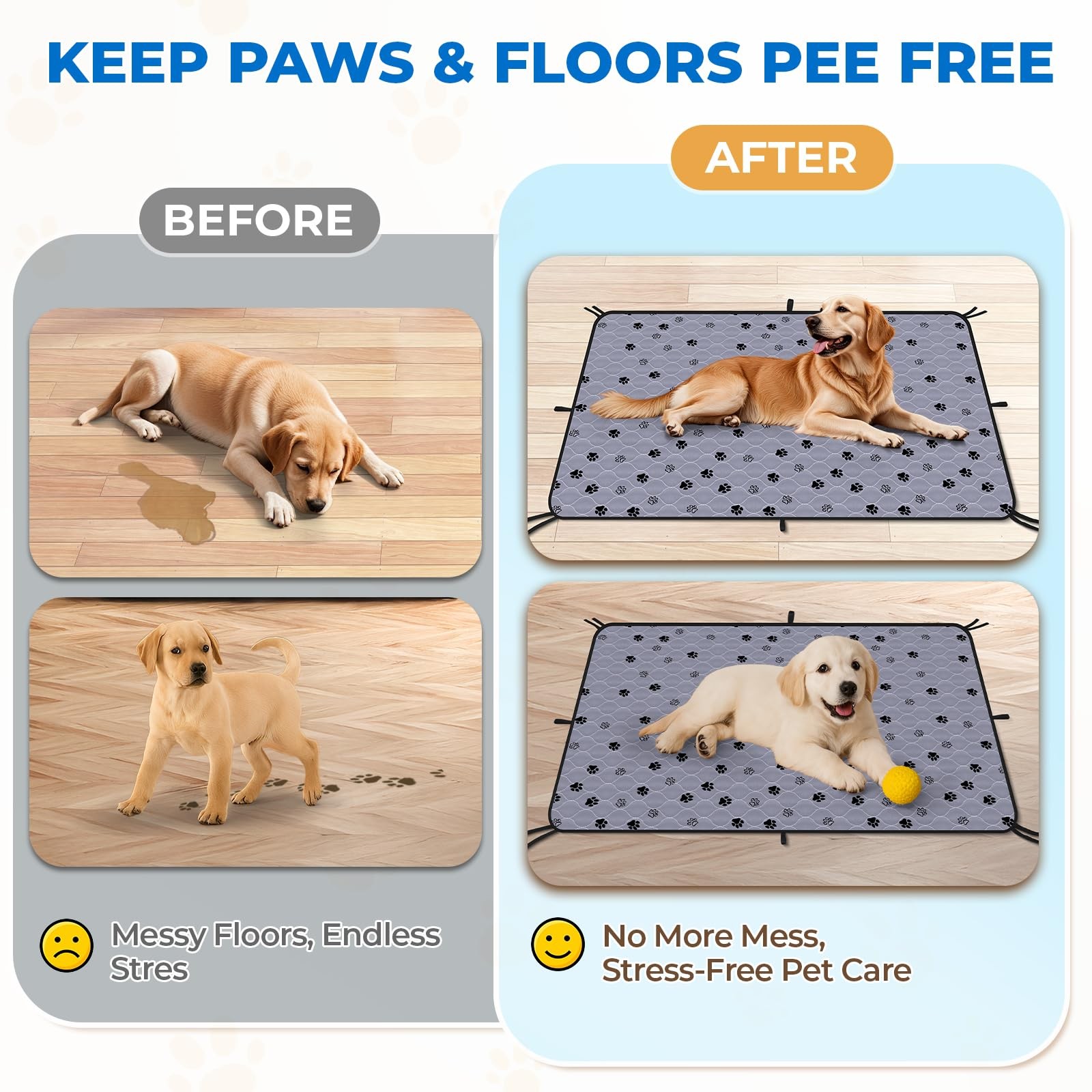 2 Pack Washable Pee Pads For Dogs 41×41 Inch Absorbent Leakproof Reusable