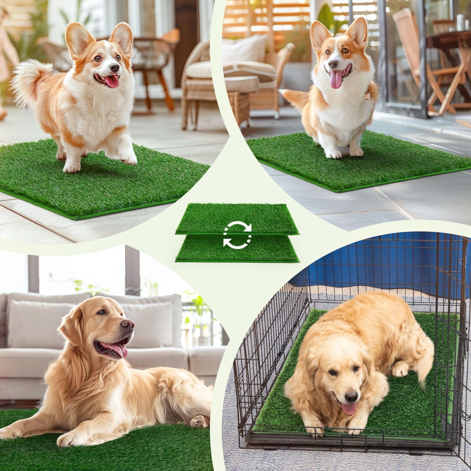 Dog Grass Pee Pads, 18.1×28.1in Artificial Grass Pad for Potty Tray