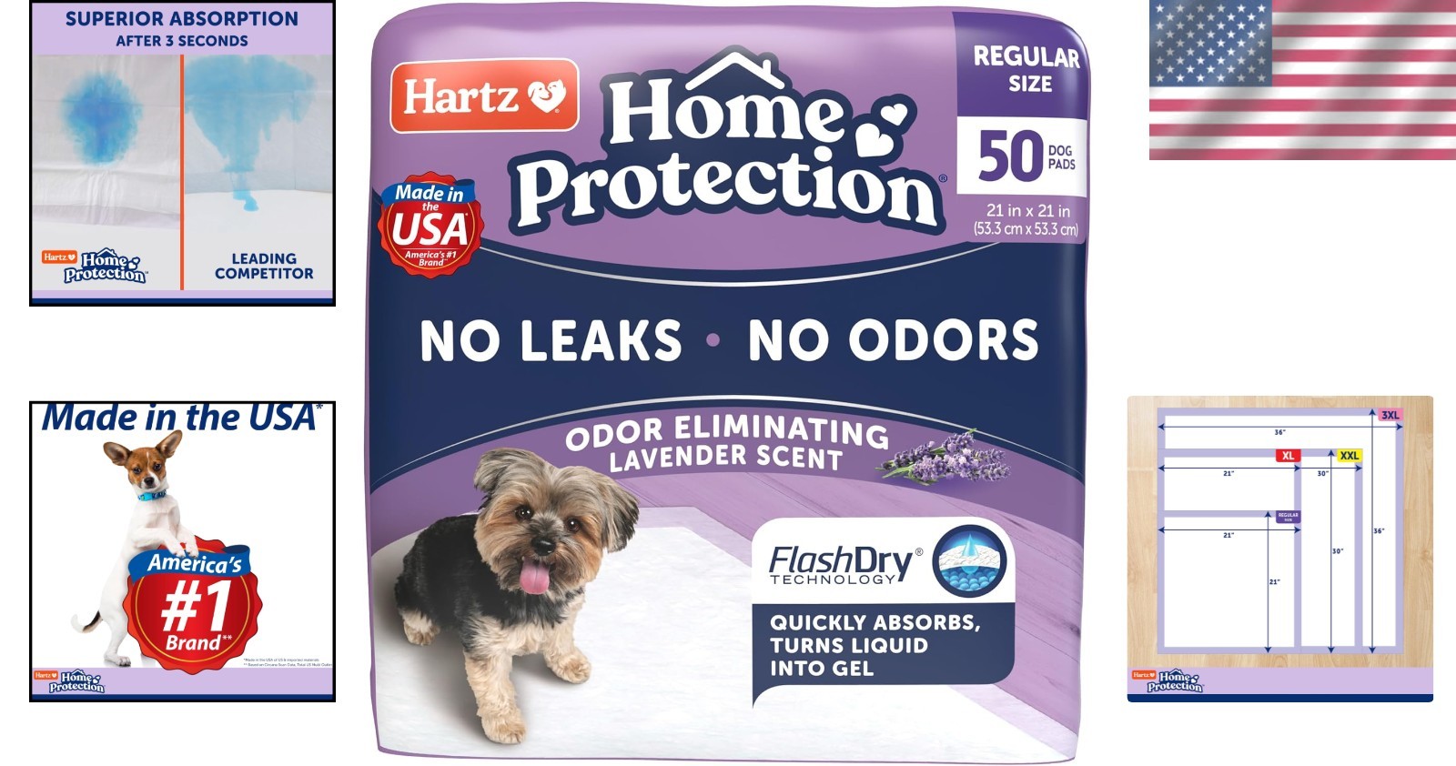 Super Absorbent Lavender Dog Pads 50 Count – No-Leak, Odor Eliminating Solution