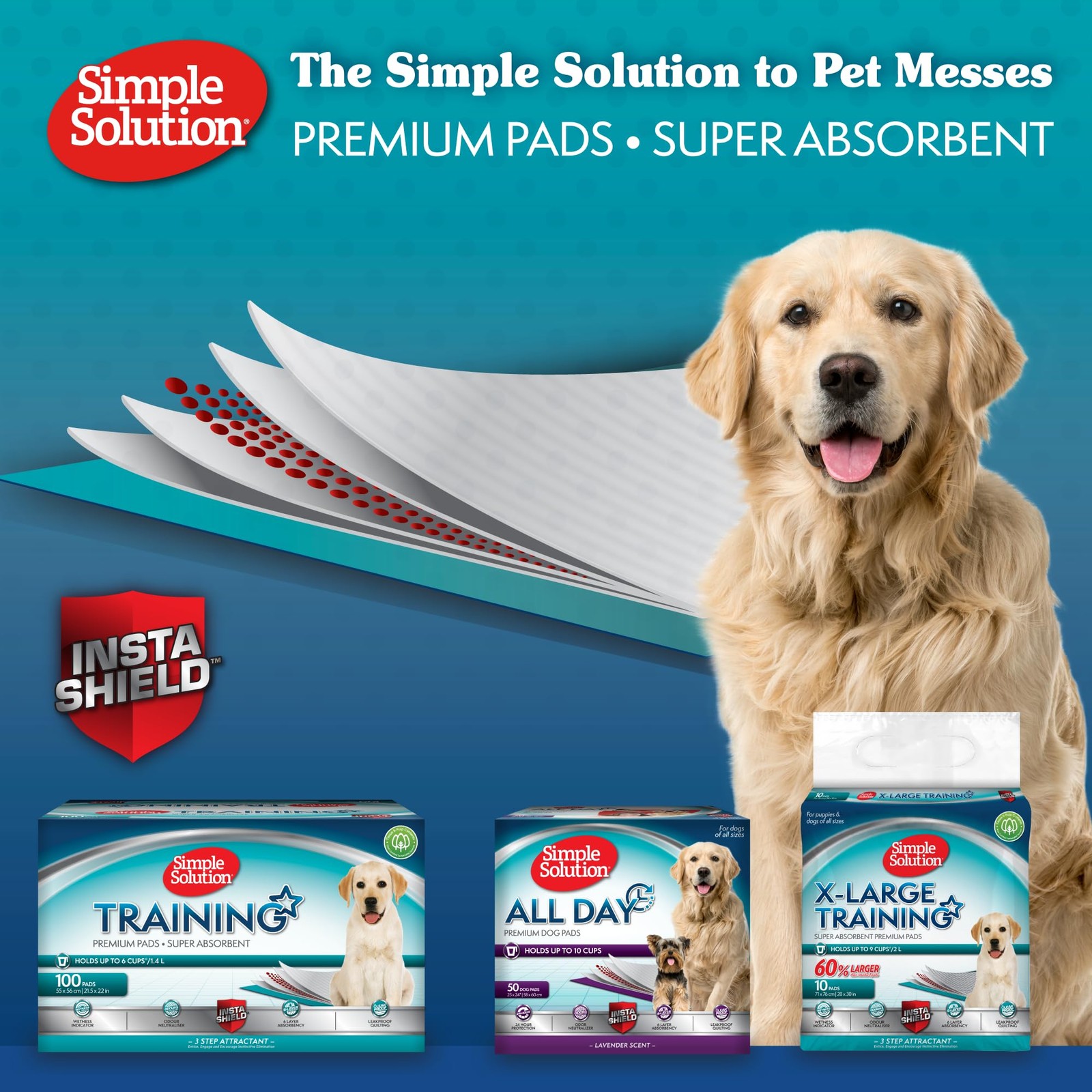 Simple Solution All Day Dog Pads, Disposable Puppy 50 ct, Lavender Scent