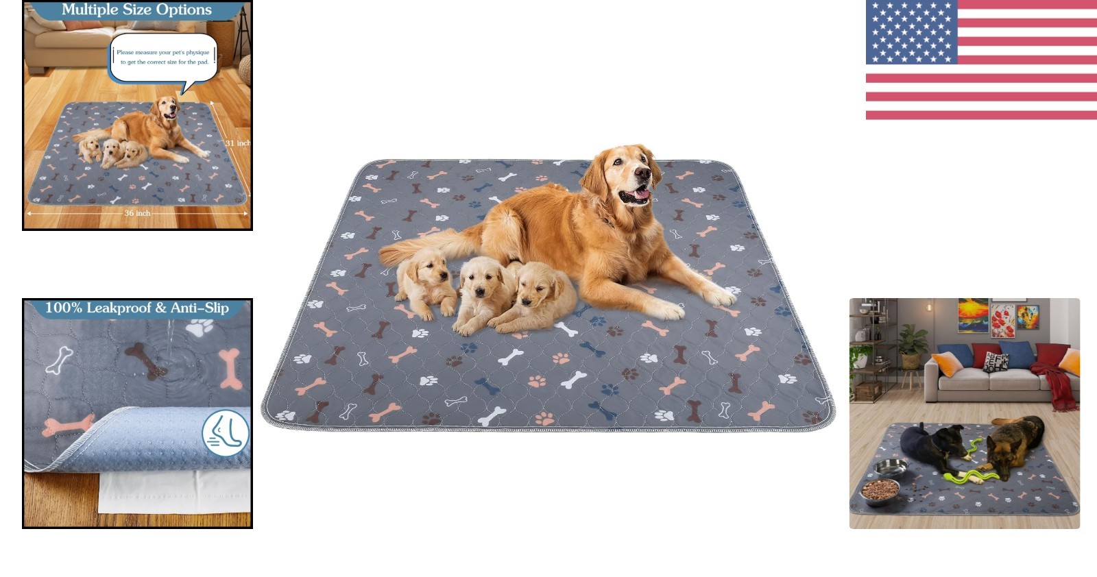 Super Absorbent Washable Dog Pee Pads, 2 Pack 18″x24″, Perfect for Home & Travel