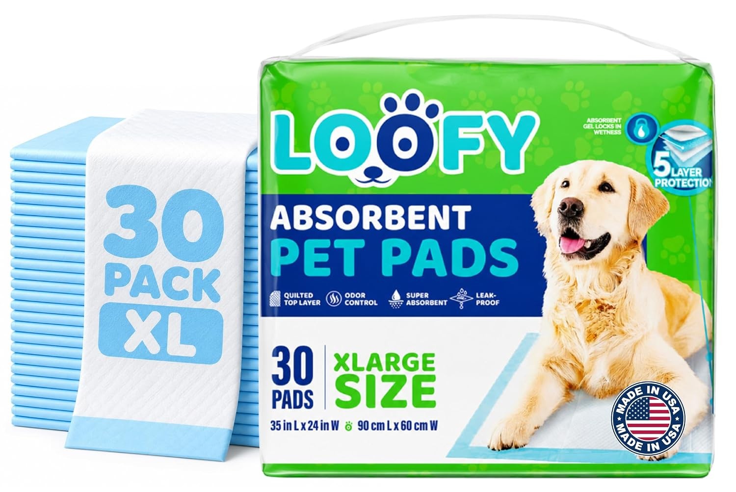 X-Large Dog Pee Pads 30 Count Training Pads for Big Dogs Large Size 35×2
