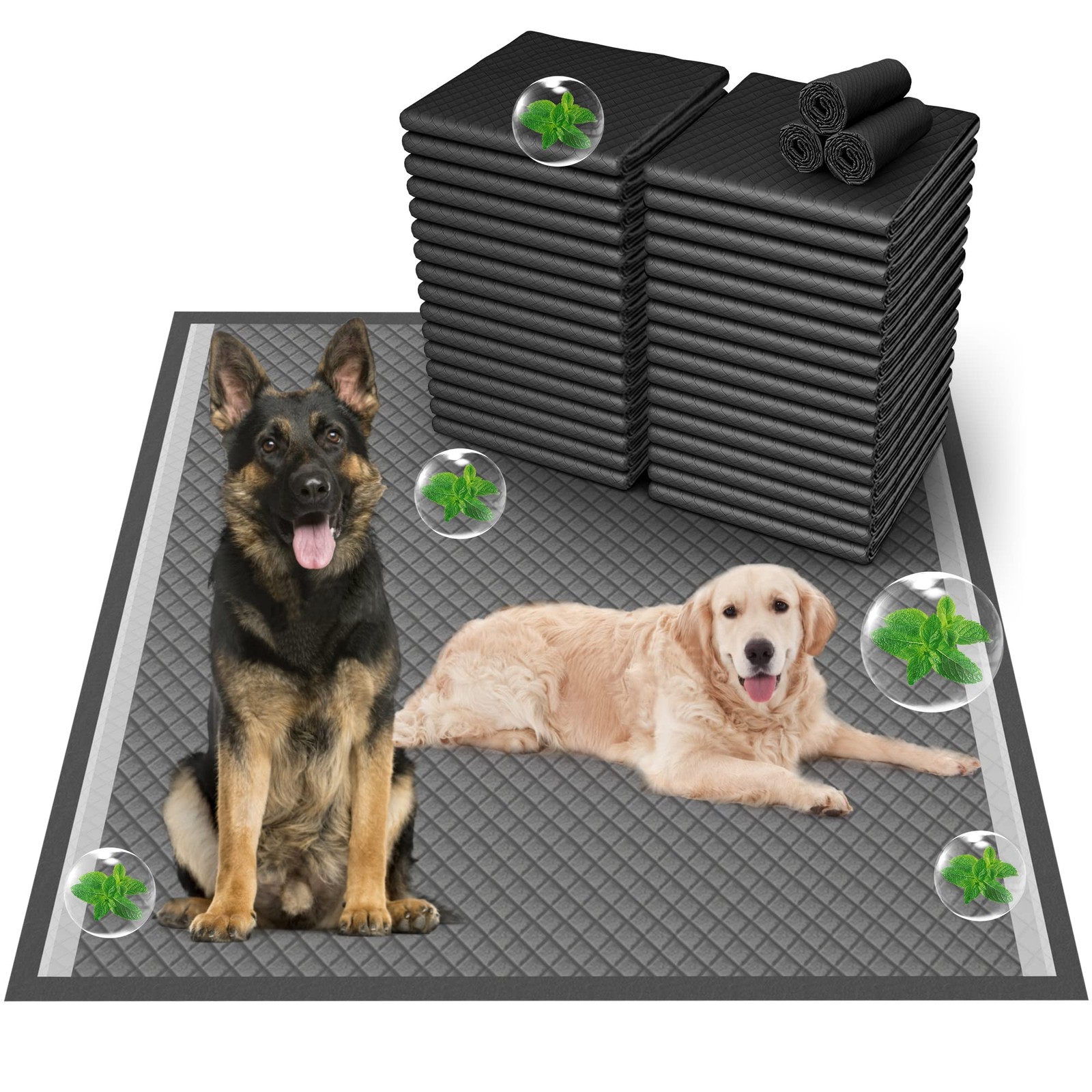 Odor-Control Super Absorbency Charcoal Puppy Pads, XXL 30″x36″ Leak-Proof Pet…