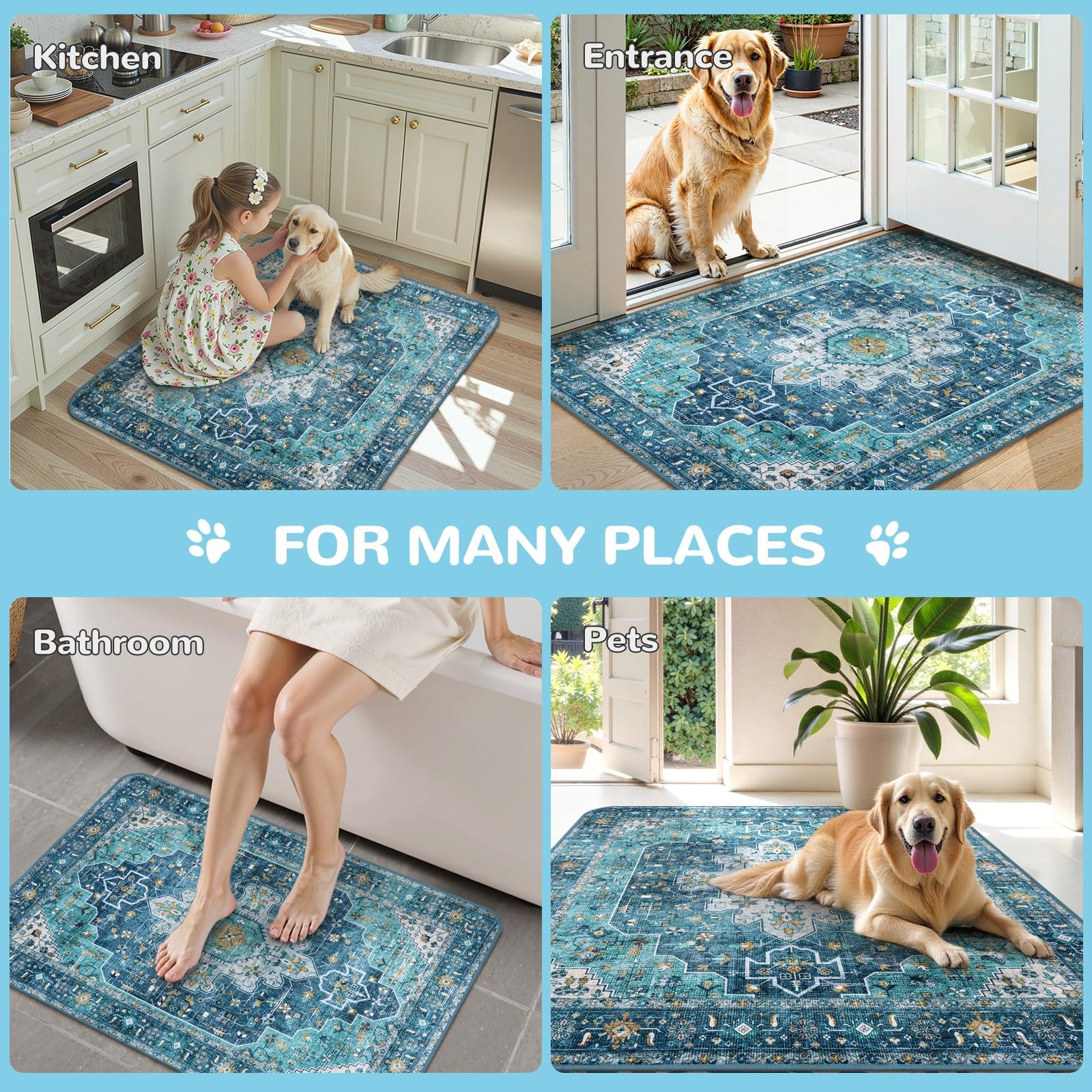 2 PCS Blue Washable Pee Pads For Dogs 36×36 Inch Super Absorbent Leakproof