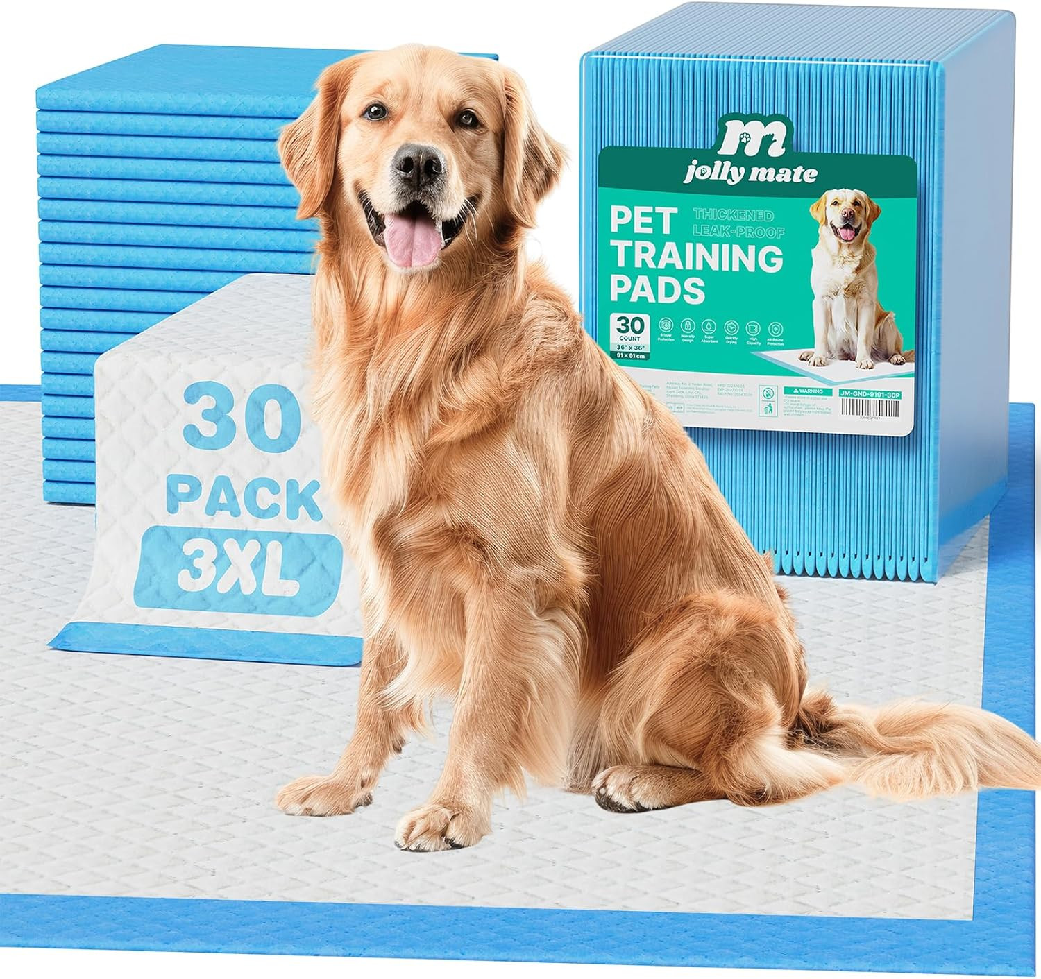 Dog Pee Pads Extra Large 36″X36″, 30 Pack 3X-Large Super Absorbent Pet Training