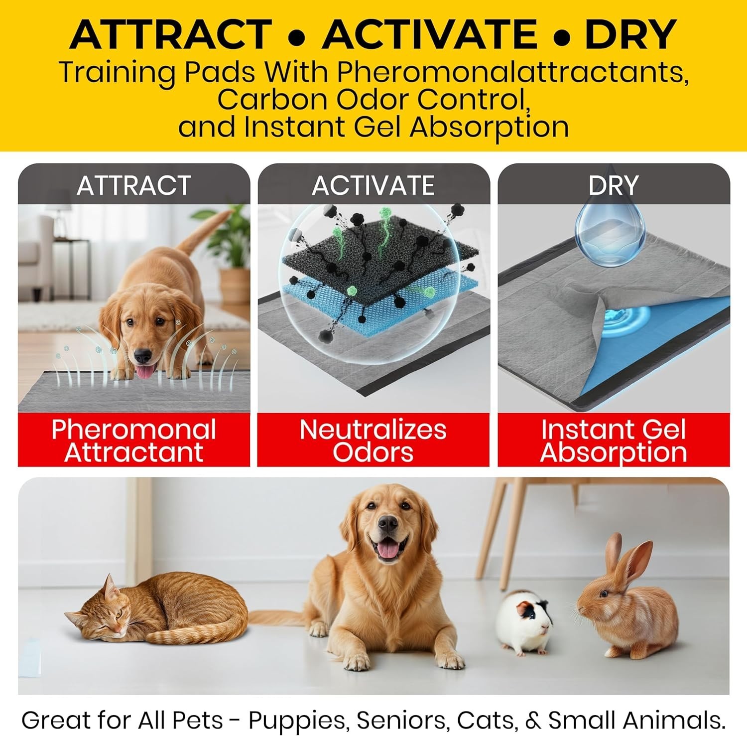 for Pets Black Charcoal Puppy Pads – Super Absorbent Disposable Dog Pee Pads,…