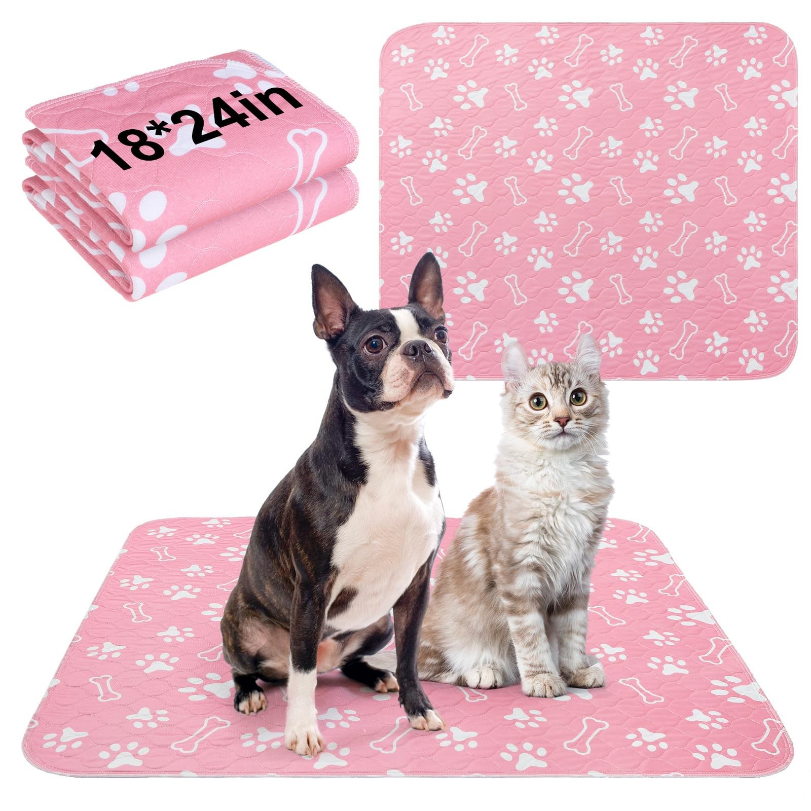Washable Pee Pads for Dogs, 18” x 24″ Reusable Puppy Pee Pads Super Absorben…