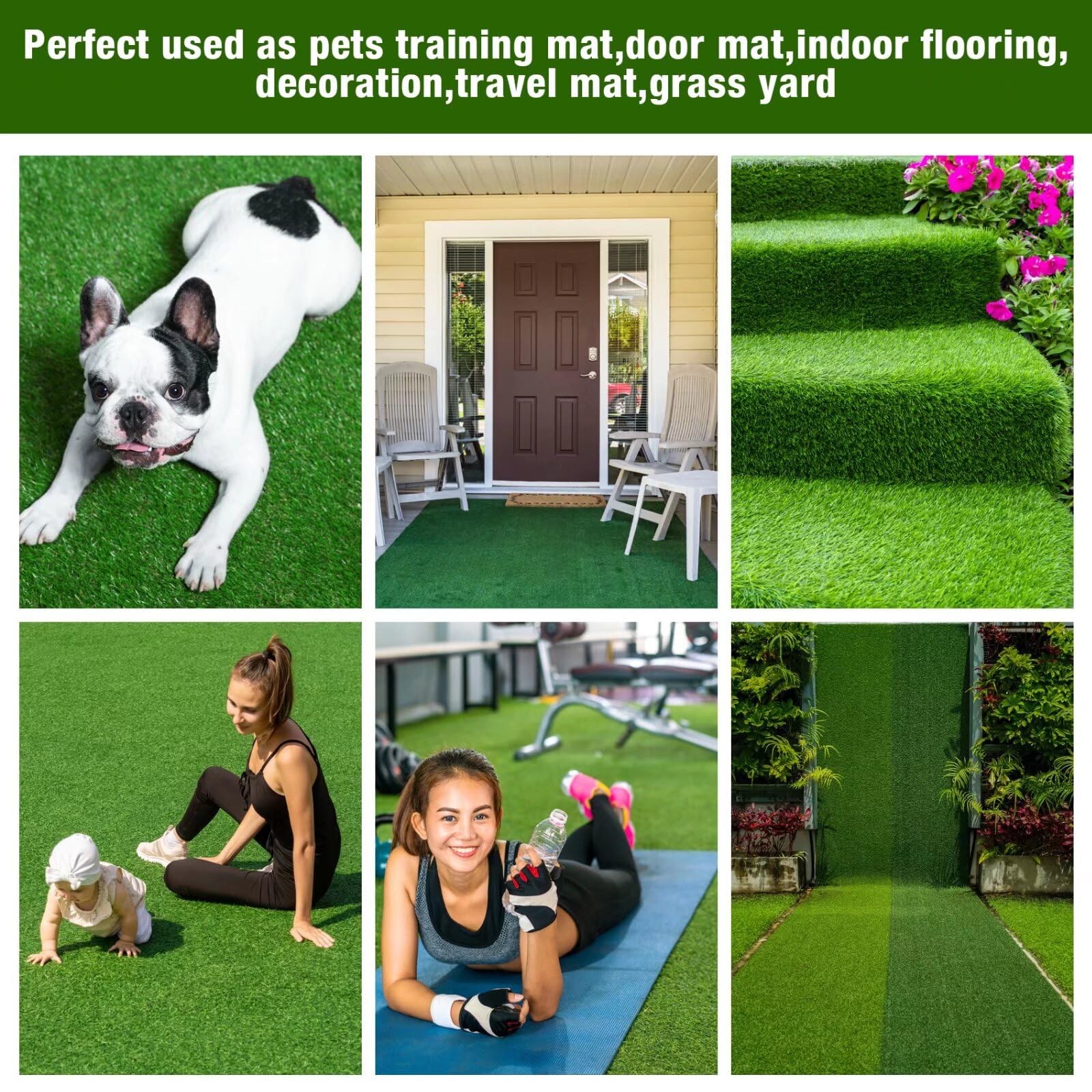 Artificial Grass Pad for Dogs Potty, 4FTX6FT Pets Fake Grass Pee Pads, Turf G…