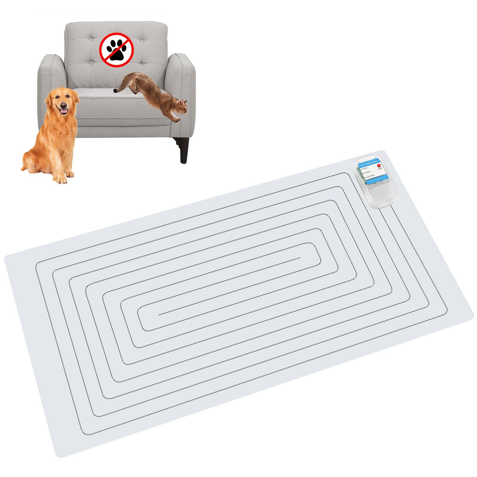 SEERWAY Scat Pet Shock Mat for Dog & Cat: 3 30″x 16″ Medium, Transparent