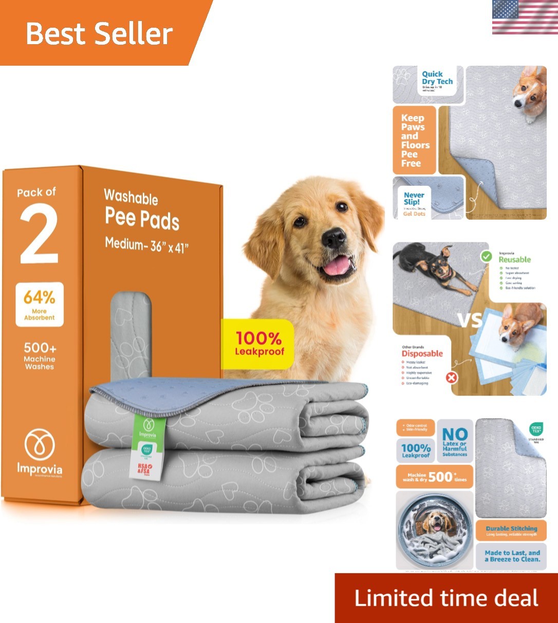 Medium 36″x41″ Reusable Pee Pad – Maximum Absorbency for Pet Training & Whelping